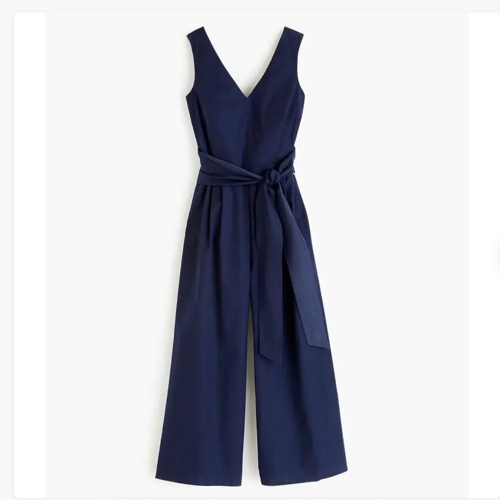 J.Crew Navy Blue V-Neck Tie Back Wide Leg Jumpsuit Size 4T Sleeveless minimalist